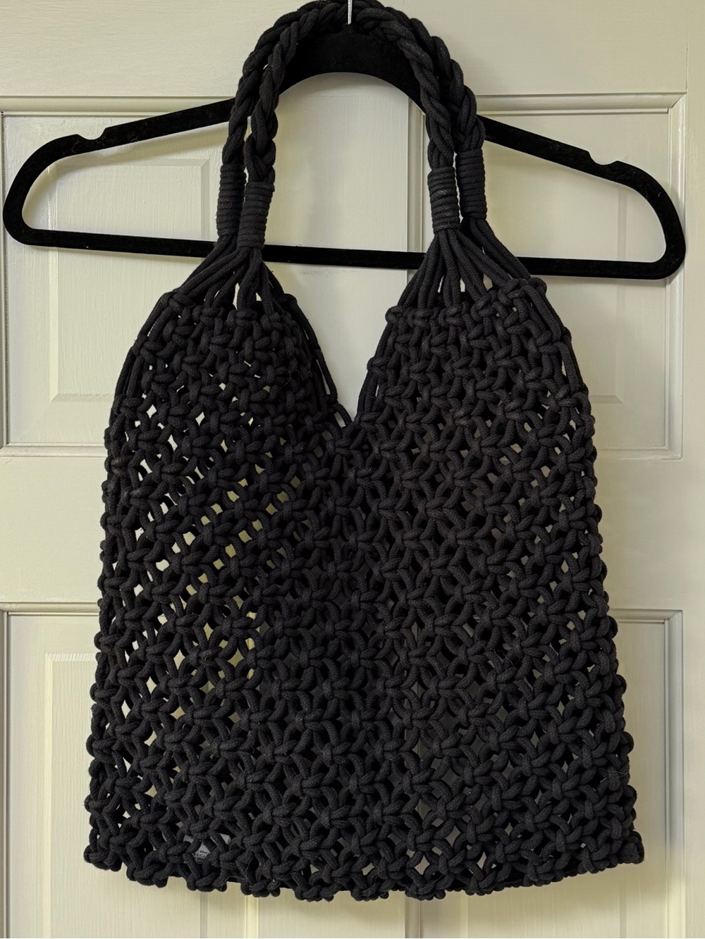 J Crew black crochet bag